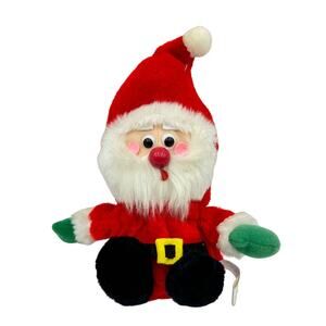 Vintage 1980s Santa Clause Christmas Plush Stuffed Puppet kitschy
